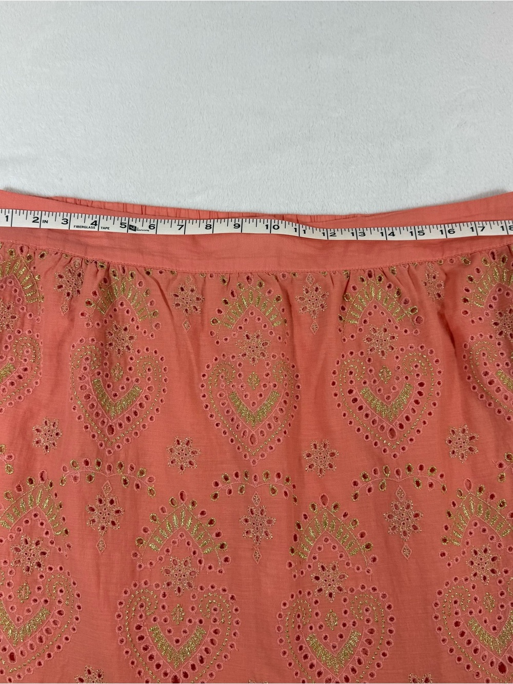 Boston Proper Coral Metallic Embroidered Eyelet Coquette Boho Resort Maxi XL - Picture 12 of 13